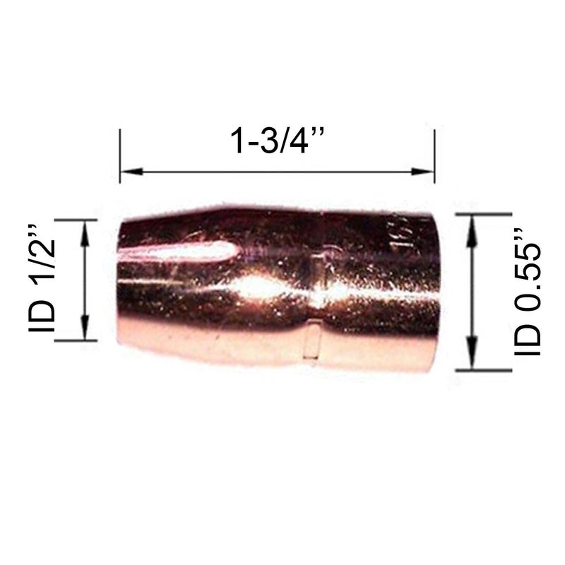 Zinger Mig Welding Nozzles 169-715 169715 1/2" for Flush-Tip Miller M10/M15 & Hobart MIG Welding Gun-8PK. - Image 2